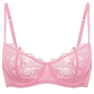 DOBREVA Women's Sexy Lace Push Up Plus Size Bra Sheer Balconette Underwire Unlined