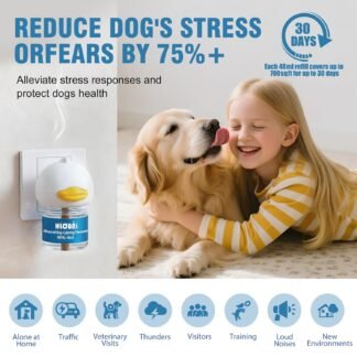 Dog Calming Diffuser – 2-Pack Dog Pheromone Calming Diffuser Kit for Stress, Anxiety, Barking & Destructive Behavior Relief, Perfect for Separation Anxiety & Aggression (Blue, 2...