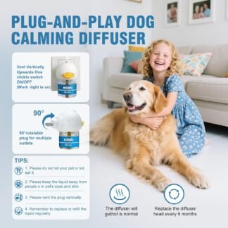 Dog Calming Diffuser – 2-Pack Dog Pheromone Calming Diffuser Kit for Stress, Anxiety, Barking & Destructive Behavior Relief, Perfect for Separation Anxiety & Aggression (Blue, 2...