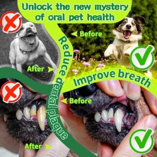 Dog Dental Powder, Dog Teeth Cleaning Powder, Targets Tartar & Reduces Plaque & Bad Breath - Teeth Cleaning Made Easy Eliminate - Meat-Flavored Formulated (Green)