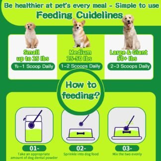 Dog Dental Powder, Dog Teeth Cleaning Powder, Targets Tartar & Reduces Plaque & Bad Breath - Teeth Cleaning Made Easy Eliminate - Meat-Flavored Formulated (Green)