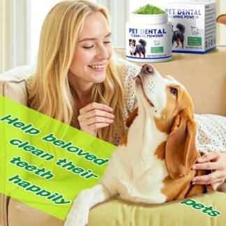 Dog Dental Powder, Dog Teeth Cleaning Powder, Targets Tartar & Reduces Plaque & Bad Breath - Teeth Cleaning Made Easy Eliminate - Meat-Flavored Formulated (Green)