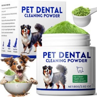 Dog Dental Powder, Dog Teeth Cleaning Powder, Targets Tartar & Reduces Plaque & Bad Breath - Teeth Cleaning Made Easy Eliminate - Meat-Flavored Formulated (Green)