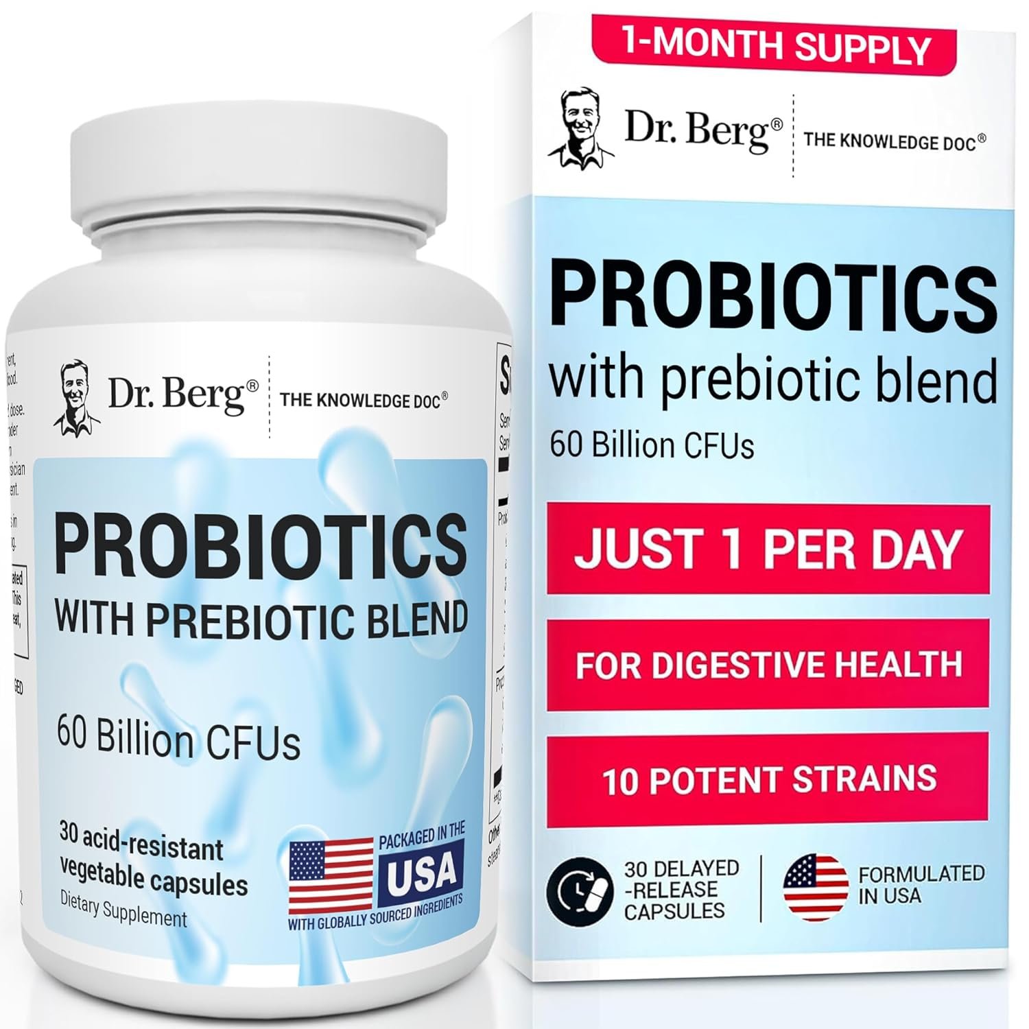 Dr Berg Probiotic Supplement 60 Billion CFUs - Helps Ease Occasional Constipation Diarrhea Gas Bloating - Pre and Probiotics for Digestive Health - 30 Probiotic Capsules - lunas-mystic-emporium.com Dr. Berg Probiotic Supplement (60 Billion CFUs) - Helps Ease Occasional Constipation, Diarrhea, Gas & Bloating* - Pre and Probiotics for Digestive Health - 30 Probiotic Capsules
