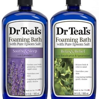 Dr Teal's Foaming Bath Variety Gift Set (2 Pack, 34oz ea.) - Soothe & Sleep Lavender & Relax & Relief Eucalyptus & Spearmint - Pure Epsom Salt & Essential Oils Alleviate Stress...