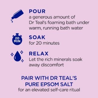 Dr Teal's Foaming Bath with Pure Epsom Salt, Black Elderberry with Vitamin D, 34 fl oz (Pack of 2)