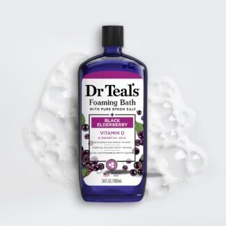 Dr Teal's Foaming Bath with Pure Epsom Salt, Black Elderberry with Vitamin D, 34 fl oz (Pack of 2)