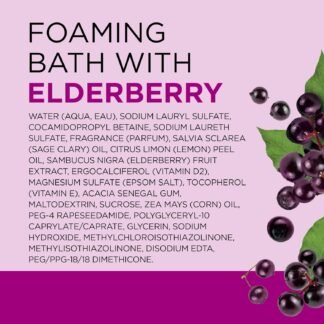 Dr Teal's Foaming Bath with Pure Epsom Salt, Black Elderberry with Vitamin D, 34 fl oz (Pack of 2)