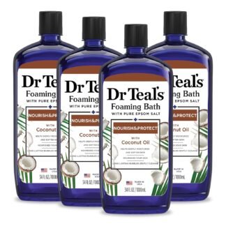 Dr Teal's Foaming Bath with Pure Epsom Salt, Nourish & Protect with Coconut Oil, 34 fl oz (Pack of 4)