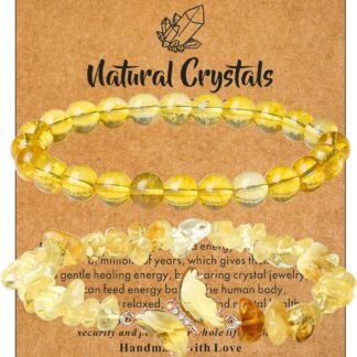 DUQGUHO 2Pcs Butterfly Bracelets for Women Healing Crystals Bracelets for Women Natural Gemstone Bead Bracelet Cute Butterfly Charm Bracelet Stretch 8mm Crystal Jewelry Gifts...