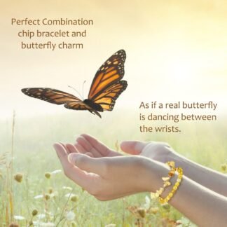 DUQGUHO 2Pcs Butterfly Bracelets for Women Healing Crystals Bracelets for Women Natural Gemstone Bead Bracelet Cute Butterfly Charm Bracelet Stretch 8mm Crystal Jewelry Gifts...