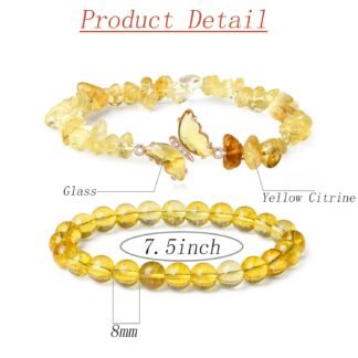 DUQGUHO 2Pcs Butterfly Bracelets for Women Healing Crystals Bracelets for Women Natural Gemstone Bead Bracelet Cute Butterfly Charm Bracelet Stretch 8mm Crystal Jewelry Gifts...