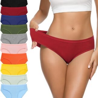 Eiggam Women's Cotton Bikini Panties,High-Cut Full Coverage Stretch Cool Underwear for Women