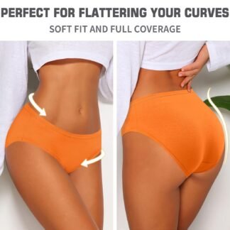 Eiggam Women's Cotton Bikini Panties,High-Cut Full Coverage Stretch Cool Underwear for Women