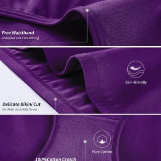 Eiggam Women's Cotton Bikini Panties,High-Cut Full Coverage Stretch Cool Underwear for Women