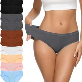 Eiggam Women's Cotton Bikini Panties,High-Cut Full Coverage Stretch Cool Underwear for Women