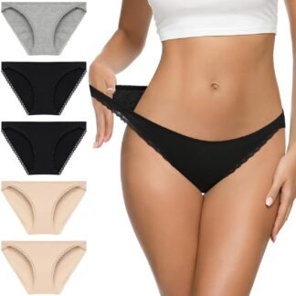 Eiggam Women's Cotton Bikini Panties,High-Cut Full Coverage Stretch Cool Underwear for Women
