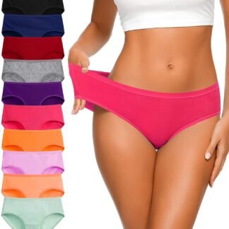Eiggam Women's Cotton Bikini Panties,High-Cut Full Coverage Stretch Cool Underwear for Women