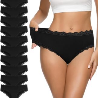 Eiggam Women's Cotton Bikini Panties,High-Cut Full Coverage Stretch Cool Underwear for Women