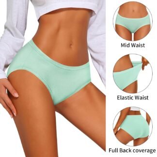Eiggam Women's Cotton Bikini Panties,High-Cut Full Coverage Stretch Cool Underwear for Women