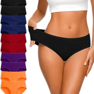 Eiggam Women's Cotton Bikini Panties,High-Cut Full Coverage Stretch Cool Underwear for Women