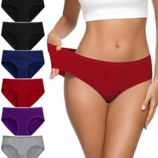 Eiggam Women's Cotton Bikini Panties,High-Cut Full Coverage Stretch Cool Underwear for Women
