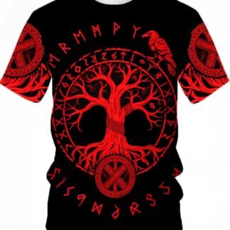 ENLACHIC Men's Vikings T Shirt Tops Novelty 3D Print Norse Mythology Pullover Tee