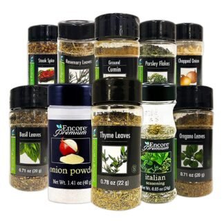 eonou Encore Seasonings and Spices 10 pk - Premium Cooking Spices and Herbs (Oregano, Rosemary, Basil, Parsley, Italian Seasoning, Cumin, Steak Spice, Chopped Onion, Onion...