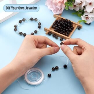 FASHEWELRY 100Pcs Natural Smoky Quartz Beads 8mm Round Gemstone Loose Beads with Elastic Crystal Thread for DIY Bracelet Necklaces Jewelry Making