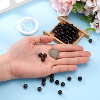 FASHEWELRY 100Pcs Natural Smoky Quartz Beads 8mm Round Gemstone Loose Beads with Elastic Crystal Thread for DIY Bracelet Necklaces Jewelry Making