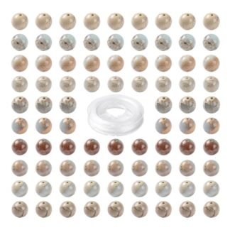 FASHEWELRY 100Pcs Natural Smoky Quartz Beads 8mm Round Gemstone Loose Beads with Elastic Crystal Thread for DIY Bracelet Necklaces Jewelry Making