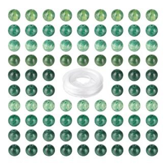 FASHEWELRY 100Pcs Natural Smoky Quartz Beads 8mm Round Gemstone Loose Beads with Elastic Crystal Thread for DIY Bracelet Necklaces Jewelry Making