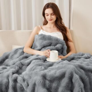 Faux Rabbit Fur Throw Blanket for Couch Fluffy Warm Plush Thick Bubble Blanket for Bed Sofa Living Room Soft Cozy Furry Blanket 50x60 inches Gray - lunas-mystic-emporium.com Faux Rabbit Fur Throw Blanket for Couch, Fluffy Warm Plush Thick Bubble Blanket for Bed Sofa Living Room, Soft Cozy Furry Blanket, 50x60 inches, Gray