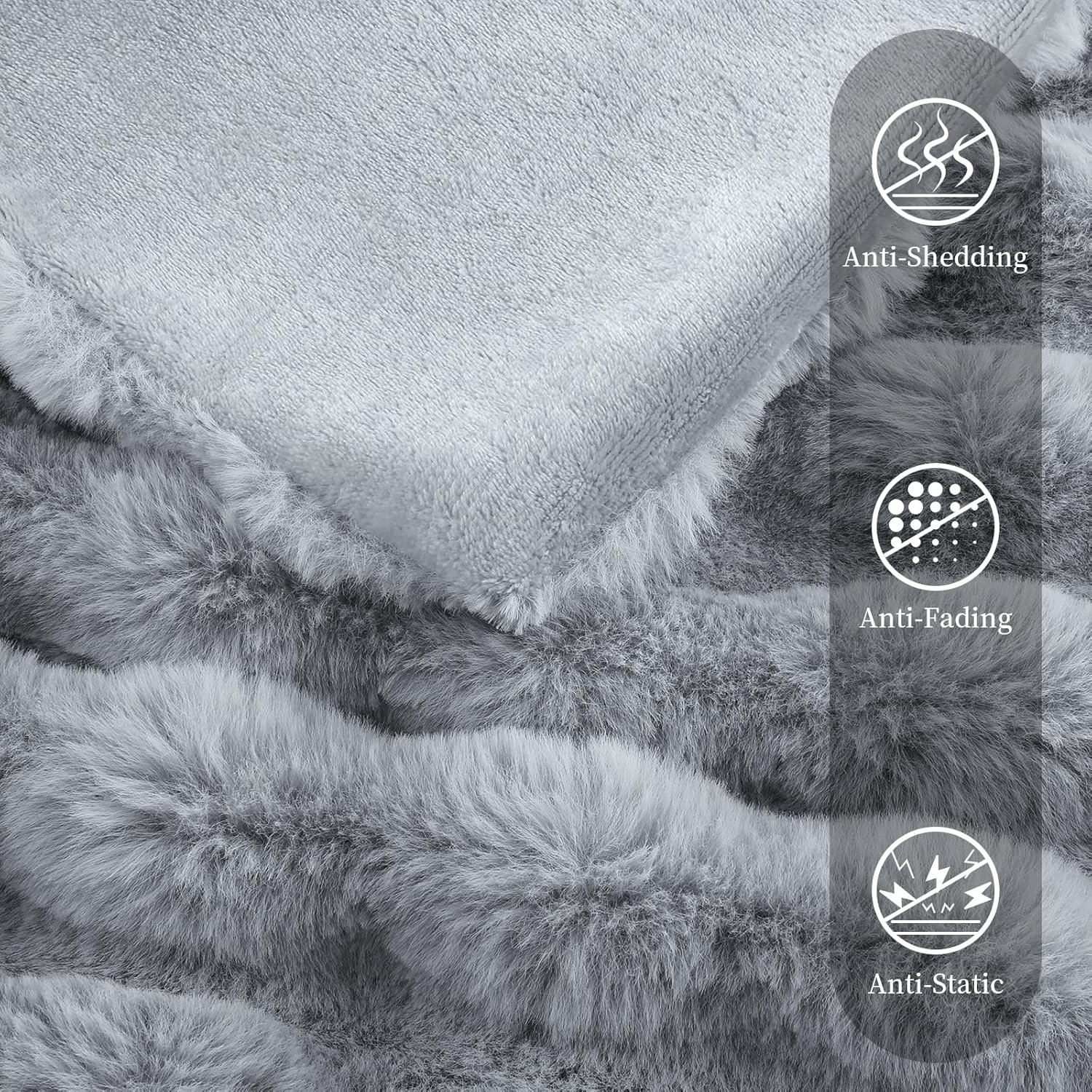 Faux Rabbit Fur Throw Blanket for Couch Fluffy Warm Plush Thick Bubble Blanket for Bed Sofa Living Room Soft Cozy Furry Blanket 50x60 inches Gray - lunas-mystic-emporium.com Faux Rabbit Fur Throw Blanket for Couch, Fluffy Warm Plush Thick Bubble Blanket for Bed Sofa Living Room, Soft Cozy Furry Blanket, 50x60 inches, Gray
