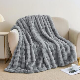 Faux Rabbit Fur Throw Blanket for Couch Fluffy Warm Plush Thick Bubble Blanket for Bed Sofa Living Room Soft Cozy Furry Blanket 50x60 inches Gray - lunas-mystic-emporium.com Faux Rabbit Fur Throw Blanket for Couch, Fluffy Warm Plush Thick Bubble Blanket for Bed Sofa Living Room, Soft Cozy Furry Blanket, 50x60 inches, Gray