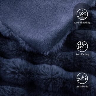Faux Rabbit Fur Throw Blanket for Couch Fluffy Warm Plush Thick Bubble Blanket for Bed Sofa Living Room Soft Cozy Furry Blanket 50x60 inches Navy Blue - lunas-mystic-emporium.com Faux Rabbit Fur Throw Blanket for Couch, Fluffy Warm Plush Thick Bubble Blanket for Bed Sofa Living Room, Soft Cozy Furry Blanket, 50x60 inches, Navy Blue