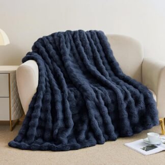 Faux Rabbit Fur Throw Blanket for Couch Fluffy Warm Plush Thick Bubble Blanket for Bed Sofa Living Room Soft Cozy Furry Blanket 50x60 inches Navy Blue - lunas-mystic-emporium.com Faux Rabbit Fur Throw Blanket for Couch, Fluffy Warm Plush Thick Bubble Blanket for Bed Sofa Living Room, Soft Cozy Furry Blanket, 50x60 inches, Navy Blue