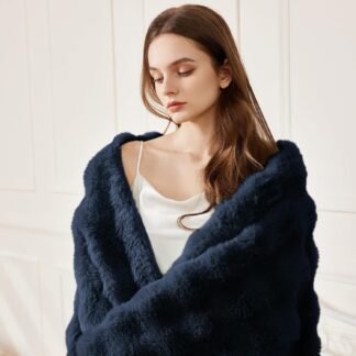 Faux Rabbit Fur Throw Blanket for Couch Fluffy Warm Plush Thick Bubble Blanket for Bed Sofa Living Room Soft Cozy Furry Blanket 50x60 inches Navy Blue - lunas-mystic-emporium.com Faux Rabbit Fur Throw Blanket for Couch, Fluffy Warm Plush Thick Bubble Blanket for Bed Sofa Living Room, Soft Cozy Furry Blanket, 50x60 inches, Navy Blue