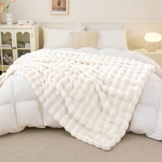 Faux Rabbit Fur Throw Blanket for Couch Fluffy Warm Plush Thick Bubble Blanket for Bed Sofa Living Room Soft Cozy Furry Blanket Home Decor 50x60 inches Cream White - lunas-mystic-emporium.com Faux Rabbit Fur Throw Blanket for Couch, Fluffy Warm Plush Thick Bubble Blanket for Bed Sofa Living Room, Soft Cozy Furry Blanket Home Decor, 50x60 inches, Cream White