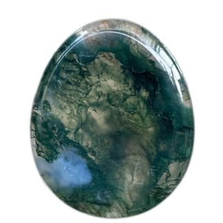 Fekuar Natural Moss Agate Crystal Thumb Worry Stone, Hand Carved Healing Crystal Teardrop Pocket Stones for Anxiety Stress Relief Meditation