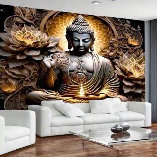 FENDROM Meditation Tapestry,Gloden Buddha Zen Happiness Wall Hanging Large Psychedelic Tapestries Decorations Bedroom Living Room Dorm