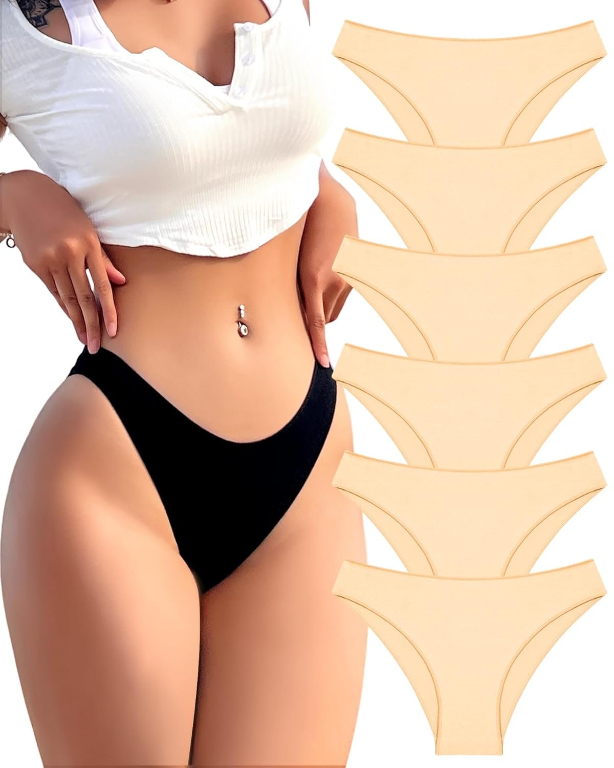 FINETOO 6 Pack Cotton Underwear for Women Cute Low Rise Bikini Panties High Cut Breathable Sexy Hipster Womens Cheeky S-XL - lunas-mystic-emporium.com FINETOO 6 Pack Cotton Underwear for Women Cute Low Rise Bikini Panties High Cut Breathable Sexy Hipster Womens Cheeky S-XL