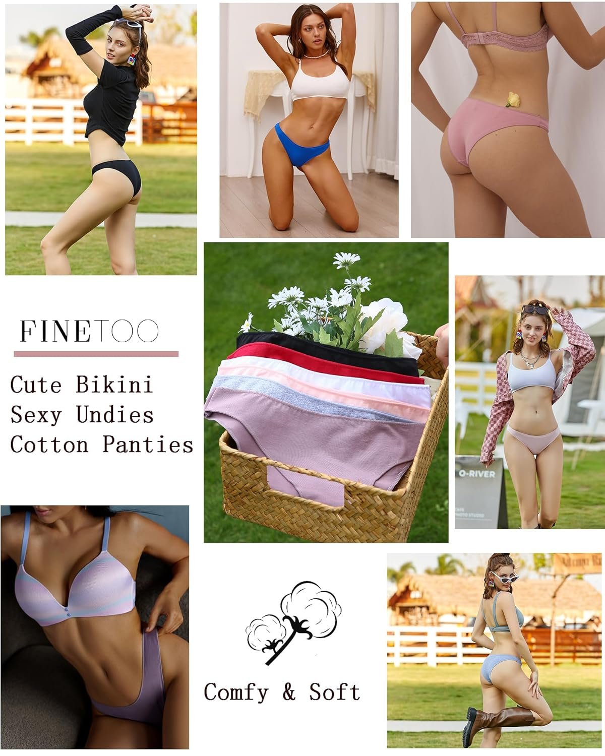FINETOO 6 Pack Cotton Underwear for Women Cute Low Rise Bikini Panties High Cut Breathable Sexy Hipster Womens Cheeky S-XL - lunas-mystic-emporium.com FINETOO 6 Pack Cotton Underwear for Women Cute Low Rise Bikini Panties High Cut Breathable Sexy Hipster Womens Cheeky S-XL