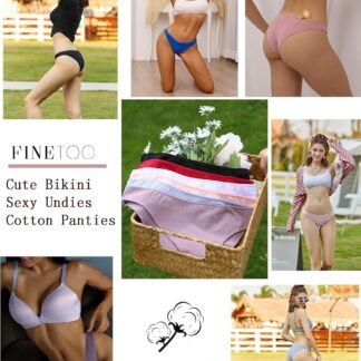 FINETOO 6 Pack Cotton Underwear for Women Cute Low Rise Bikini Panties High Cut Breathable Sexy Hipster Womens Cheeky S-XL