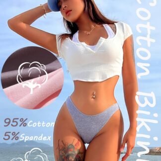 FINETOO 6 Pack Cotton Underwear for Women Cute Low Rise Bikini Panties High Cut Breathable Sexy Hipster Womens Cheeky S-XL