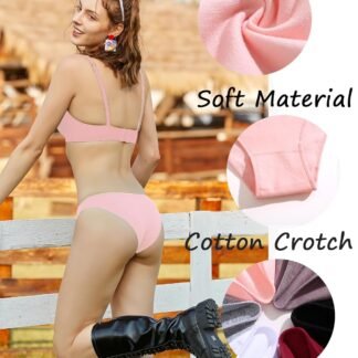 FINETOO 6 Pack Cotton Underwear for Women Cute Low Rise Bikini Panties High Cut Breathable Sexy Hipster Womens Cheeky S-XL