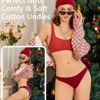 FINETOO 6 Pack Cotton Underwear for Women Cute Low Rise Bikini Panties High Cut Breathable Sexy Hipster Womens Cheeky S-XL