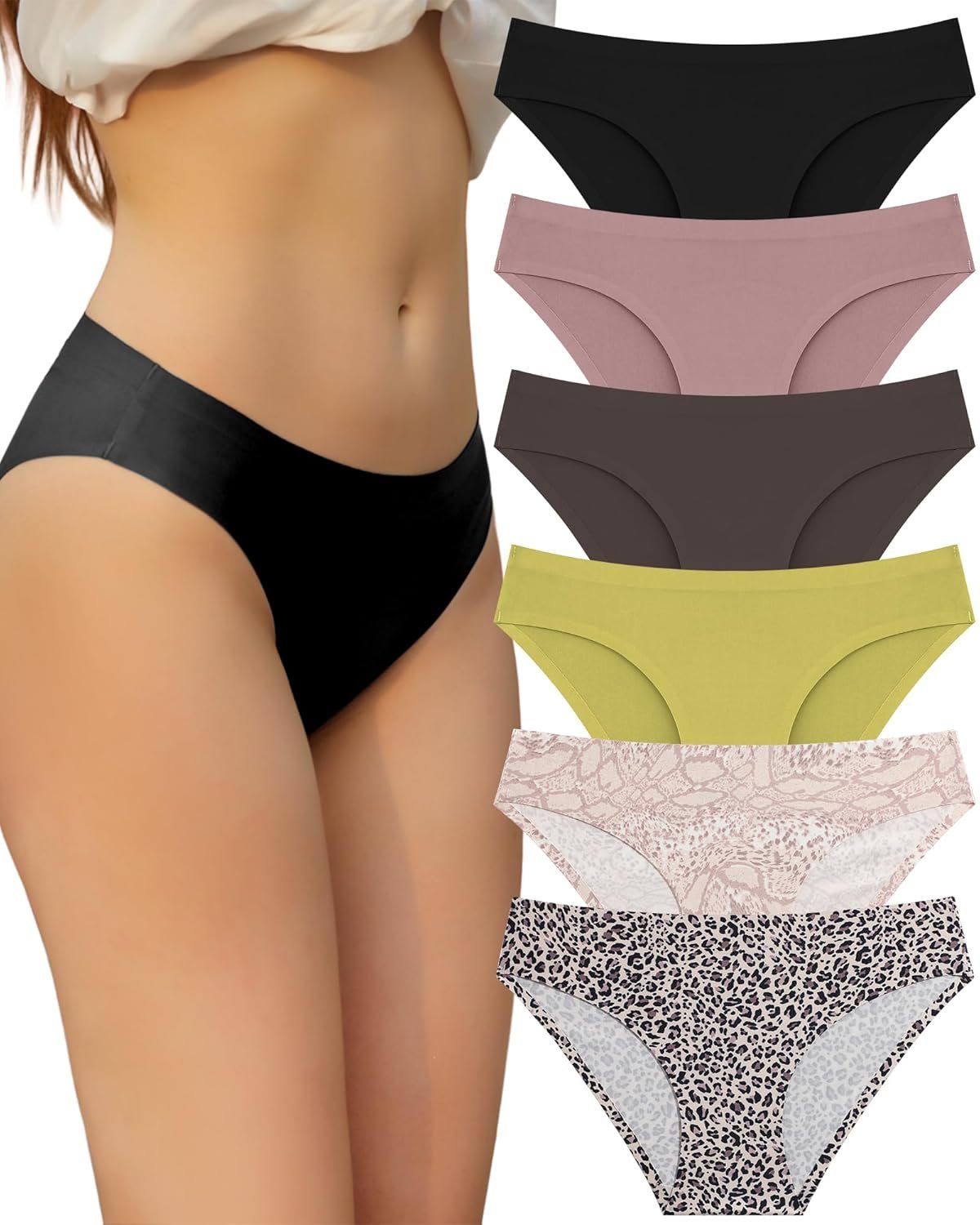 FINETOO 6 Pack Womens Seamless Hipster Underwear No Show Panties Invisibles Briefs Soft Stretch Bikini Underwears XS-XL - lunas-mystic-emporium.com FINETOO 6 Pack Women’s Seamless Hipster Underwear No Show Panties Invisibles Briefs Soft Stretch Bikini Underwears XS-XL