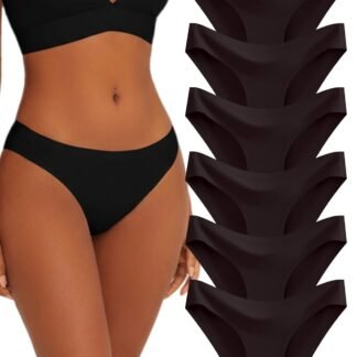 FINETOO 6 Pack Women’s Seamless Hipster Underwear No Show Panties Invisibles Briefs Soft Stretch Bikini Underwears XS-XL