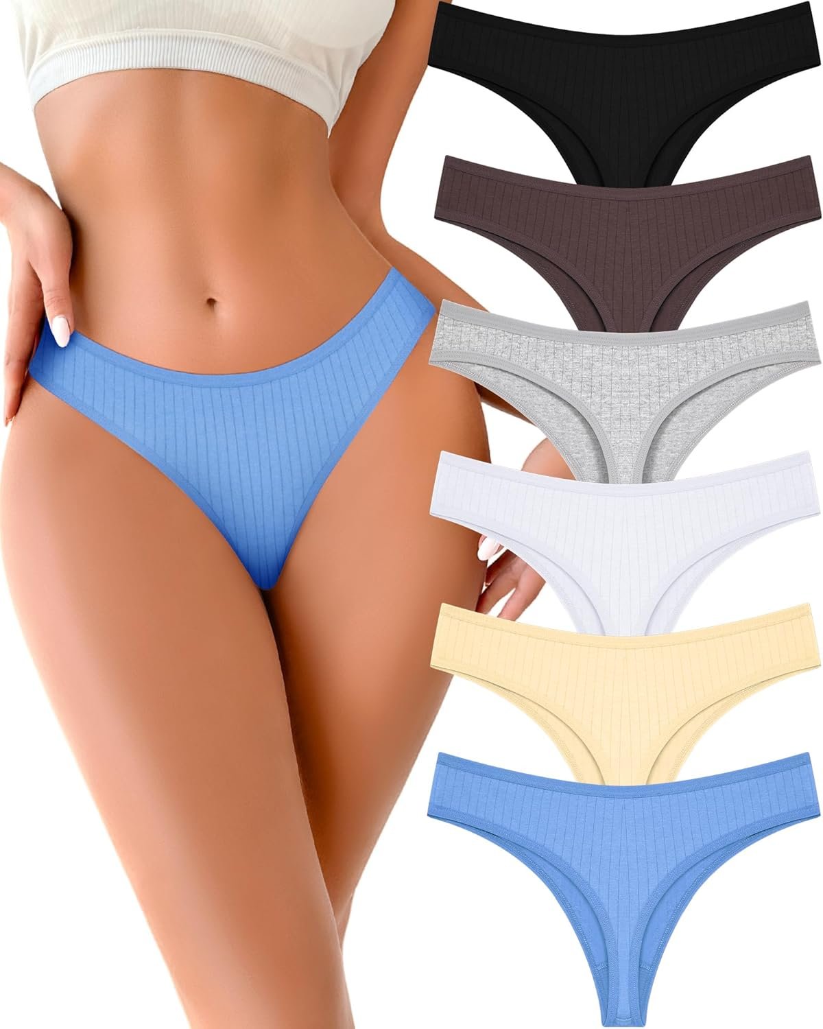FINETOO Cotton Thongs for Women Soft Low Rise Sexy Thong Ladies Panties Womens Underwear 6 Pack XS-XXXL - lunas-mystic-emporium.com FINETOO Cotton Thongs for Women Soft Low Rise Sexy Thong Ladies Panties Womens Underwear 6 Pack XS-XXXL